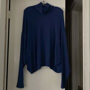 We the Free Blue Turtleneck Ribbed Long Sleeve Oversized Sweatshirt Top M